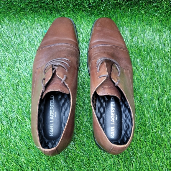 Karl Lagerfeld Paris Brown Leather Loafers Men's Size 9.5 Dress Shoes - Picture 7 of 9